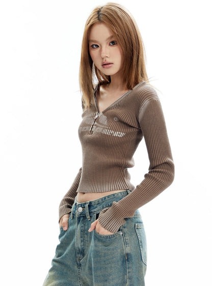 V-Neck Long Sleeve Top T-shirt