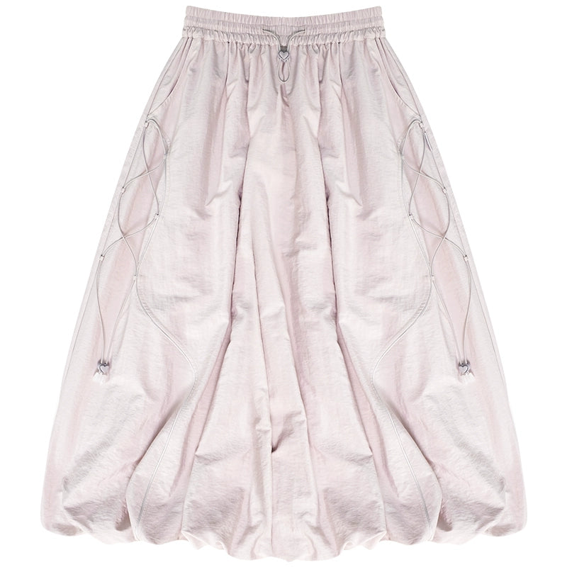 Retro High-Waisted Drawstring Skirt