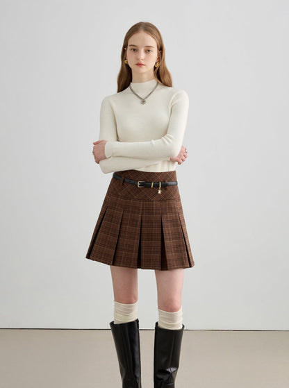 Tweed Pleated A-Line Skirt