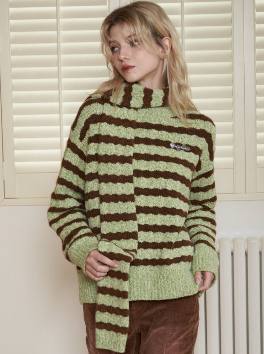 Retro Green Wavy gestreifte Pullover