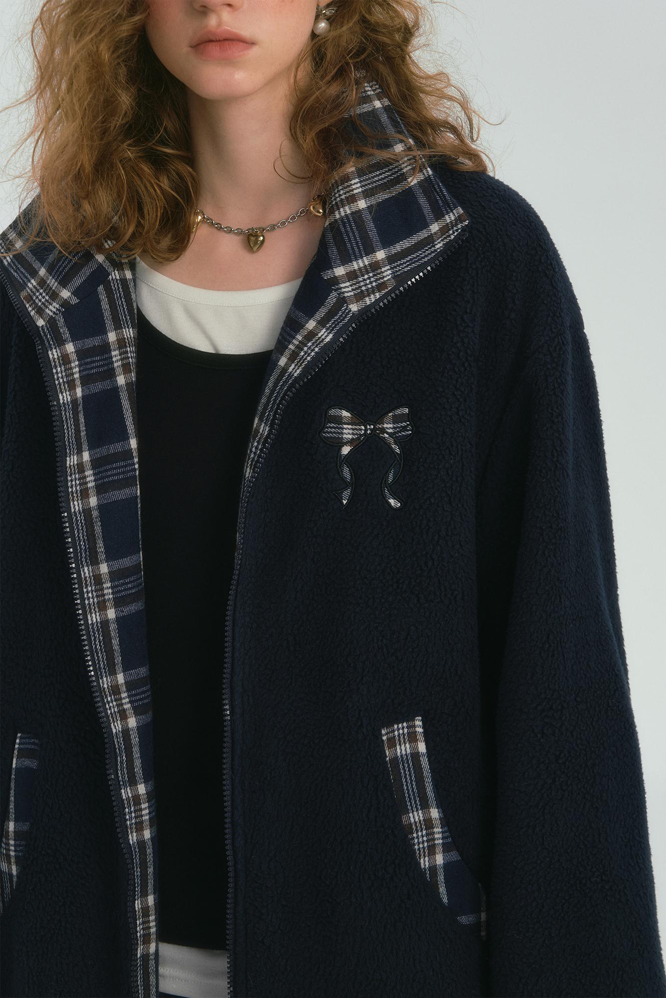 Double-Sided Plaid Fleece Jacket