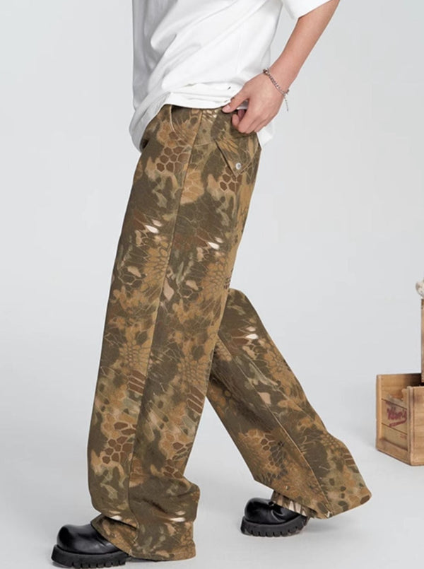 Snake Print Denim Pants