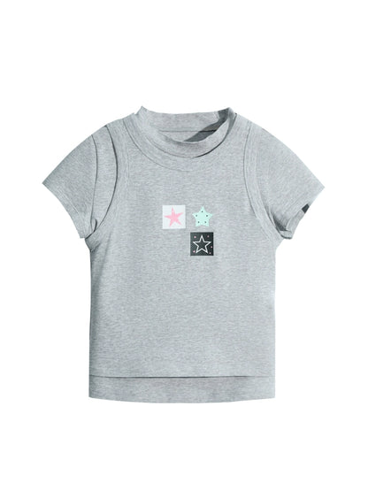 Slim Gray Square Crop Tee