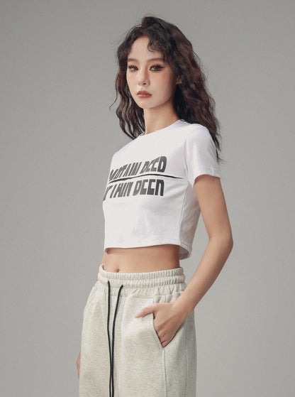 Slim Fit Crew Neck Short Sleeve Crop Top