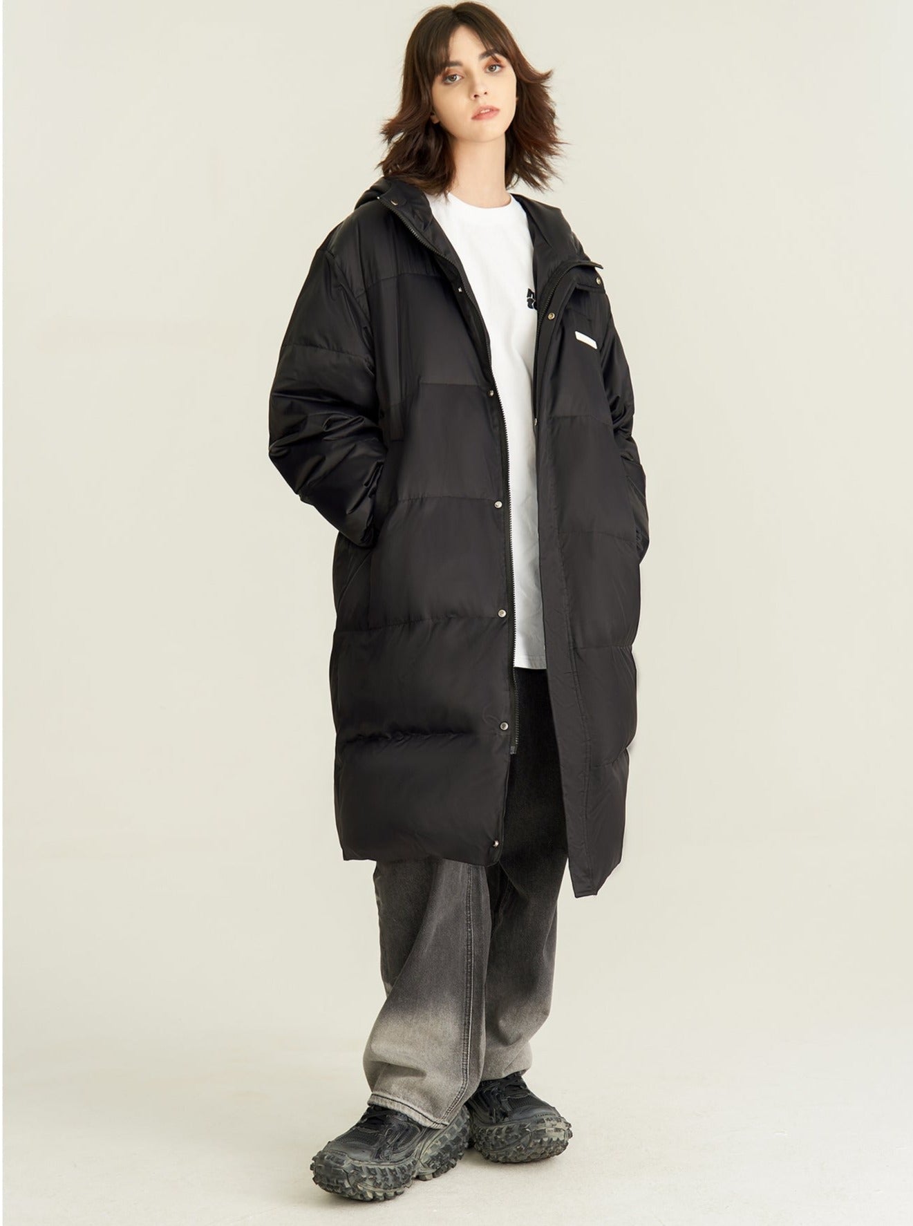 LONG HOODED COUPLE DOWN JACKET