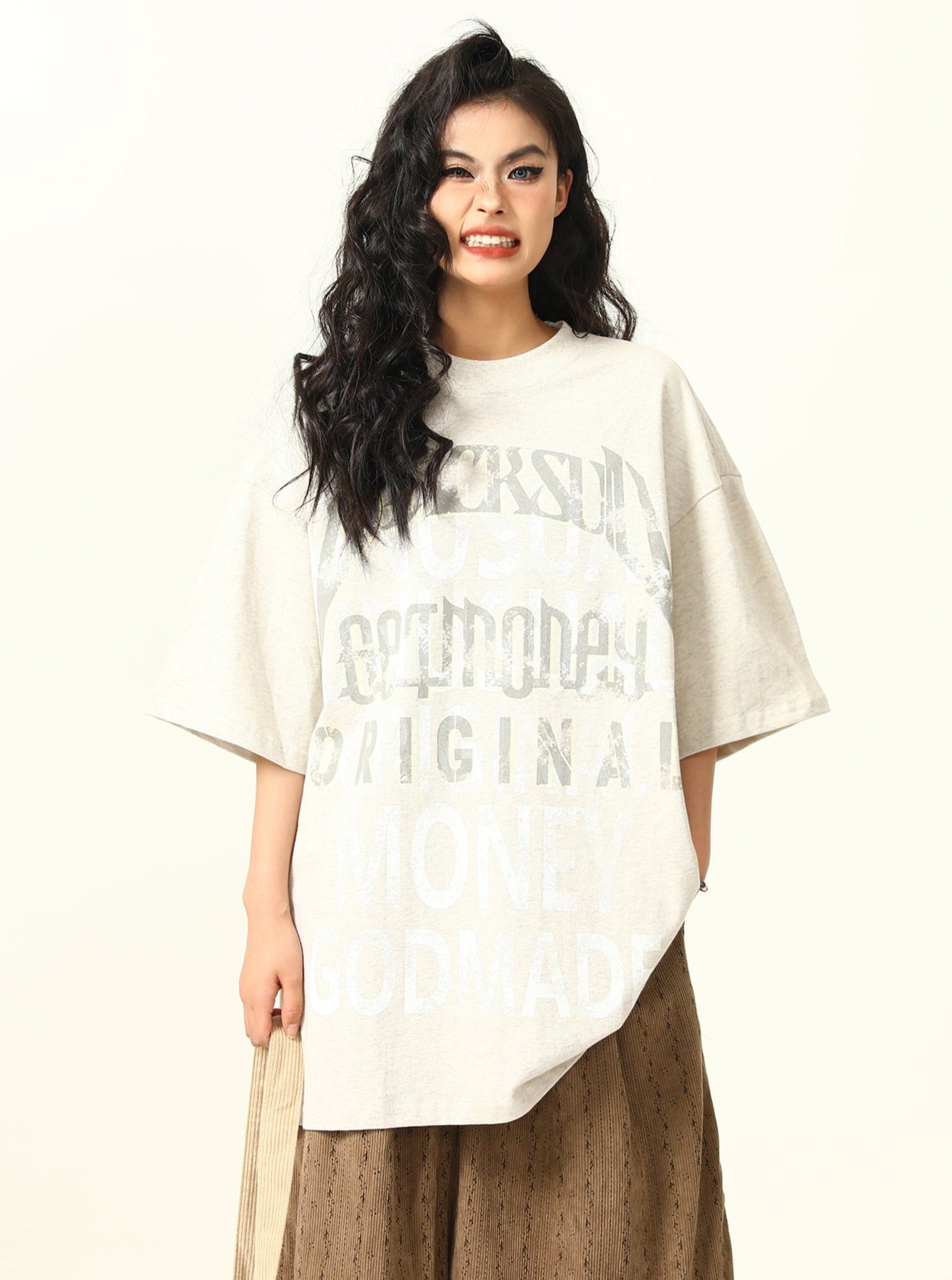 American Vintage Fuzzy Letter Print T-Shirt