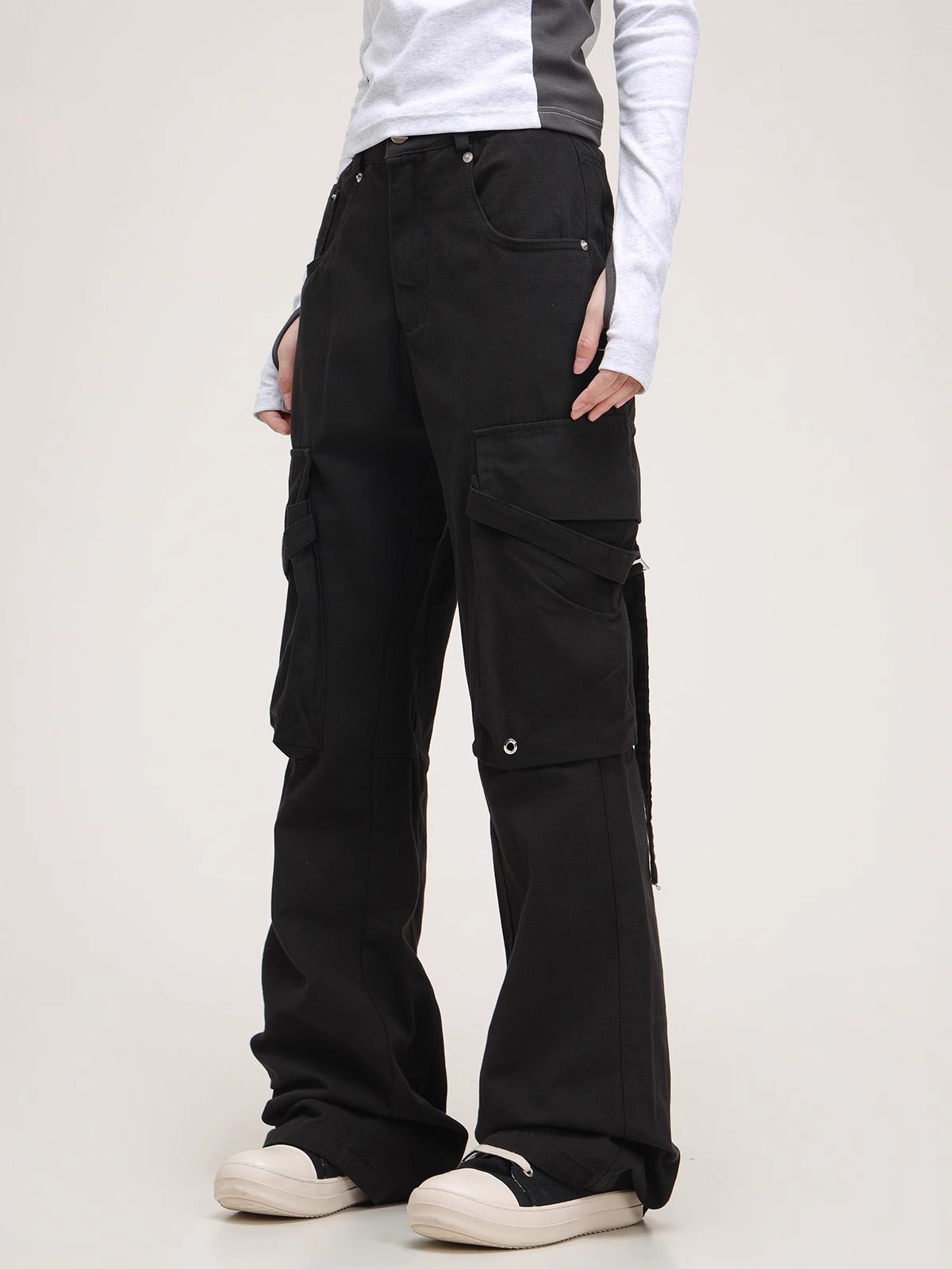 American High Street Streamers Black Cargo Pants