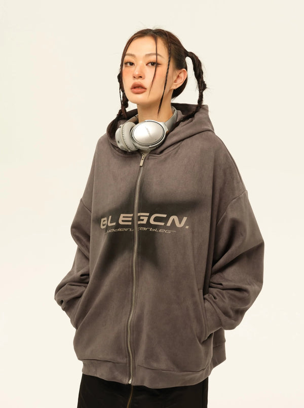 Suede pink oversize sweater jacket