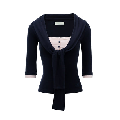 French Knot Color Block Knit Top