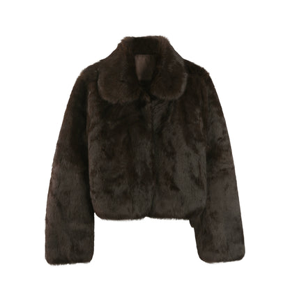Coffee-Colored Rabbit Fur Coat