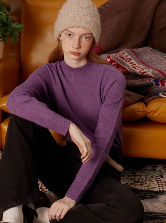 Ｗool semi-turtleneck tops