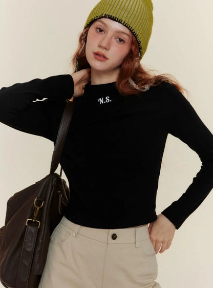 Half-Neck Stretch Inner Layer Long Sleeve T-Shirt