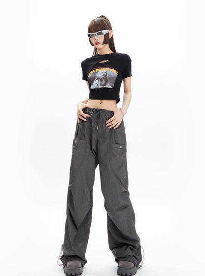 Hollow Short T-shirt Denim Capris Set-up