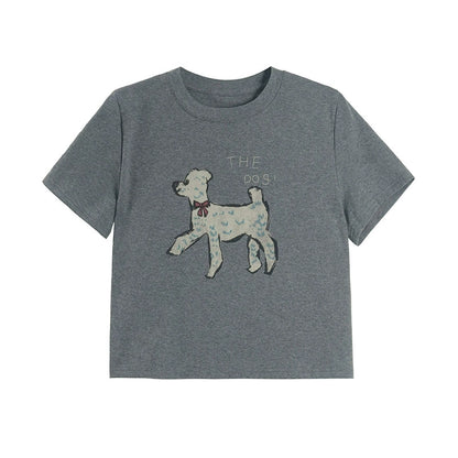 Cute Puppy Print T-Shirt With Pants