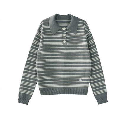 Mercerized Wool Retro Polo Sweater