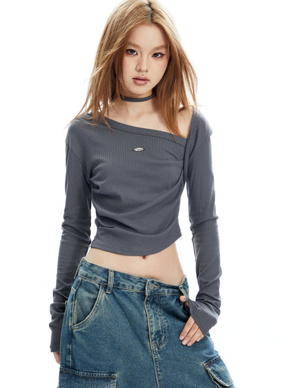 American Hanging Neck Open Collar T-shirt