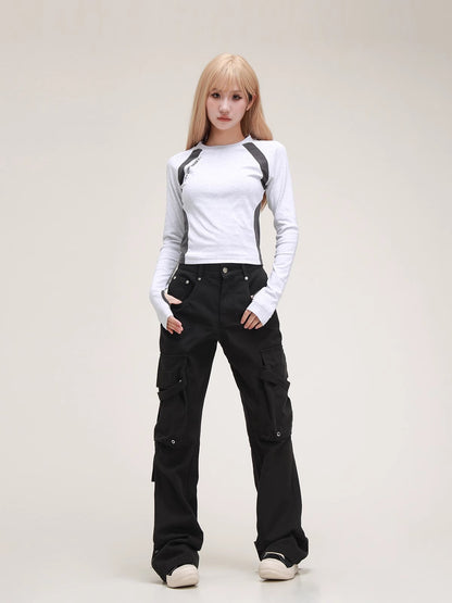 American High Street Streamers Black Cargo Pants