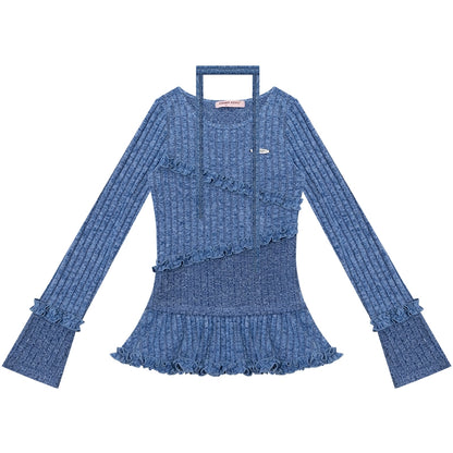 Retro Ruffled Knit Top