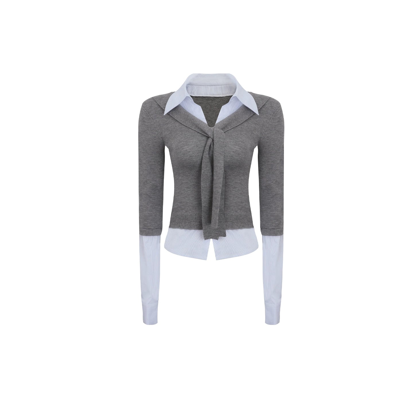 Fake Layer Slim Knit Top