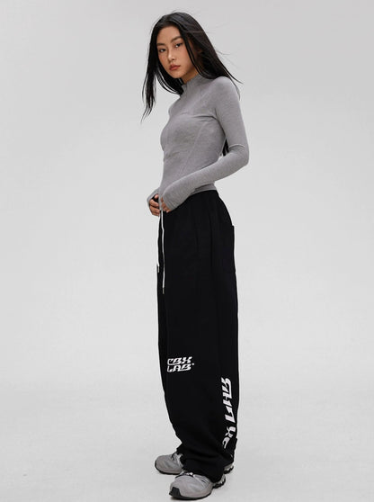 Hip-Hop Trendy Black Stitched Pants