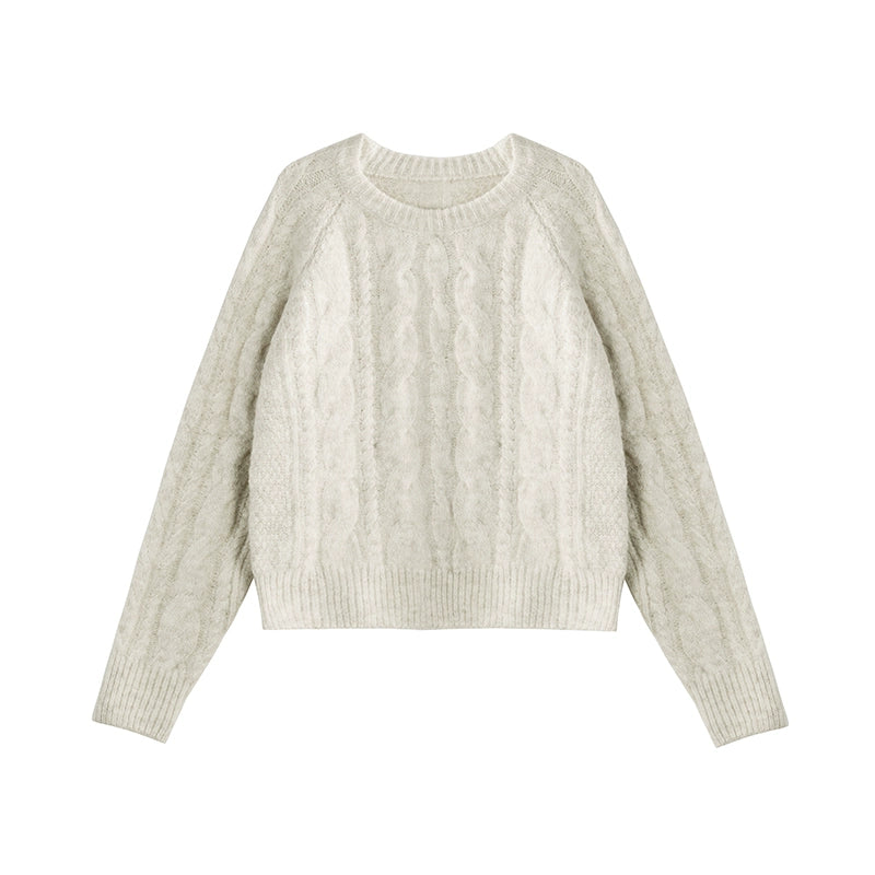 Cable Knit Wool Pullover Sweater