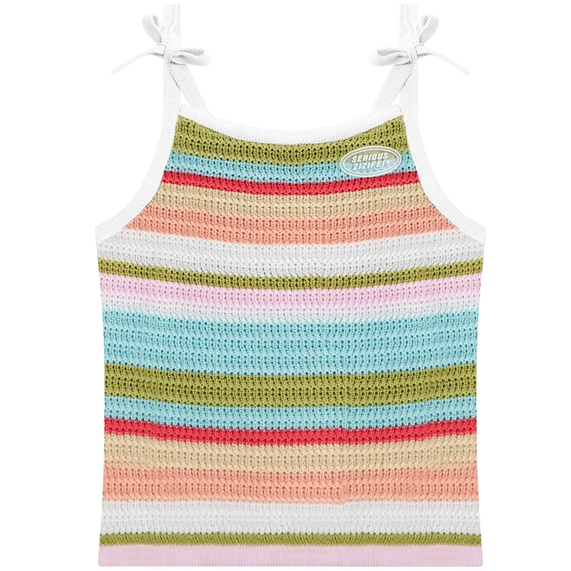 Colorful Striped Knitted Vest Top