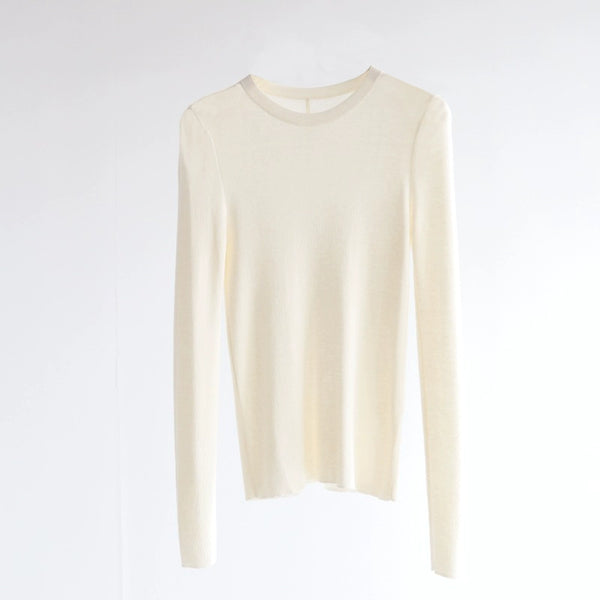 여성용 크루 넥 울 니트 탑 