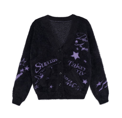 Black and Purple Graffiti Cardigan