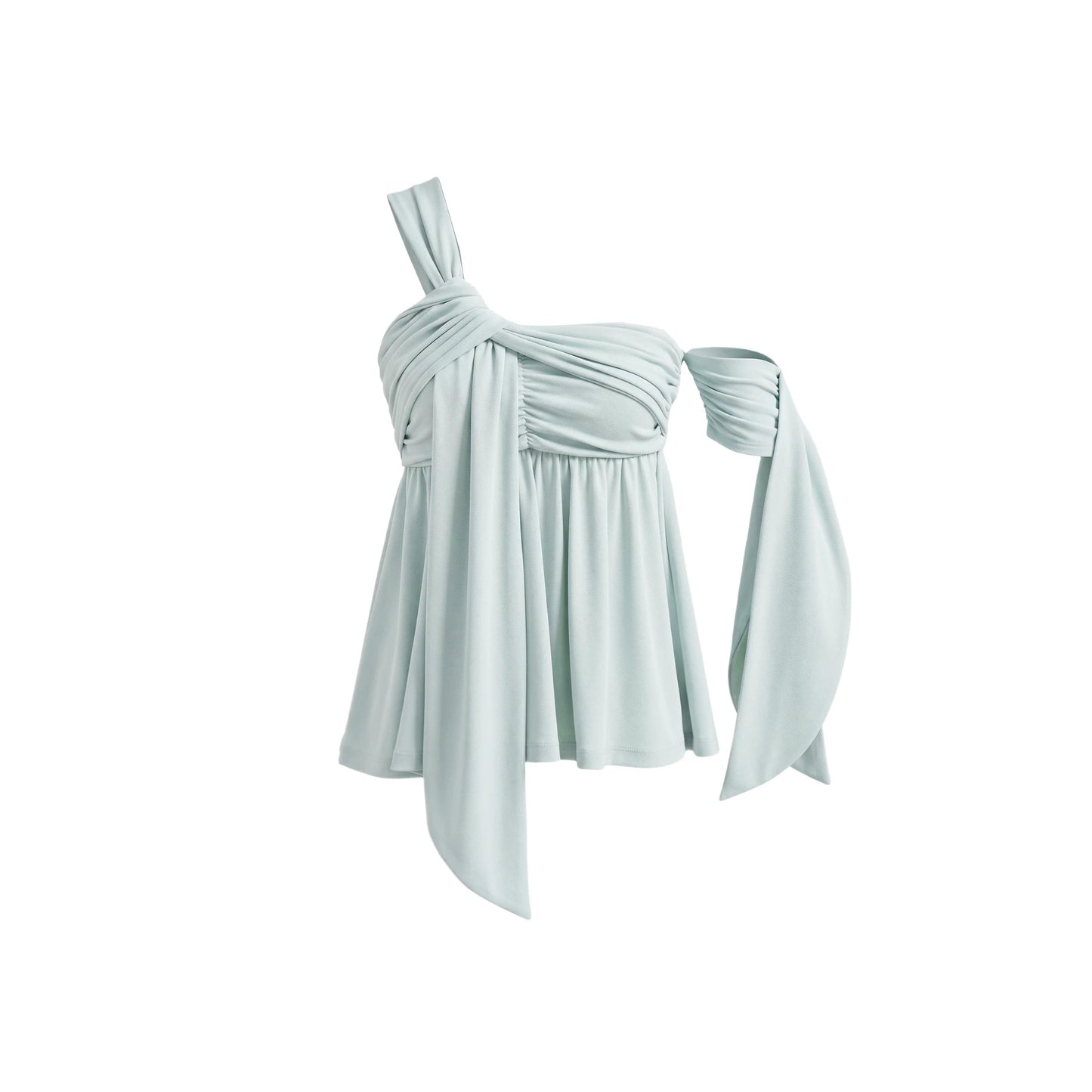 Island Green Asymmetrical Off-Shoulder Top Set-Up
