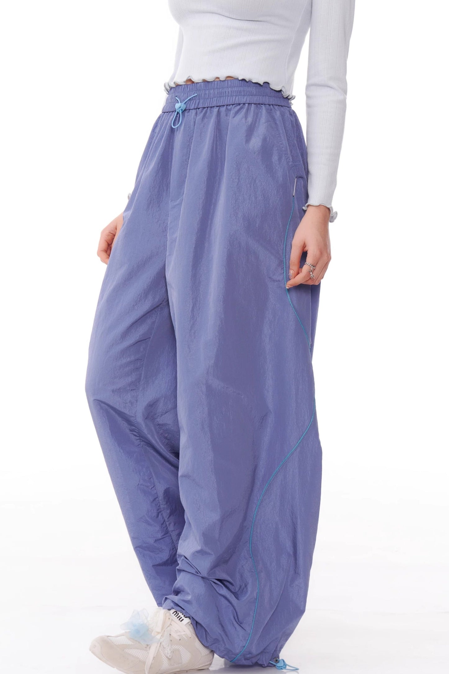 Drape Wide-Leg Casual Pants