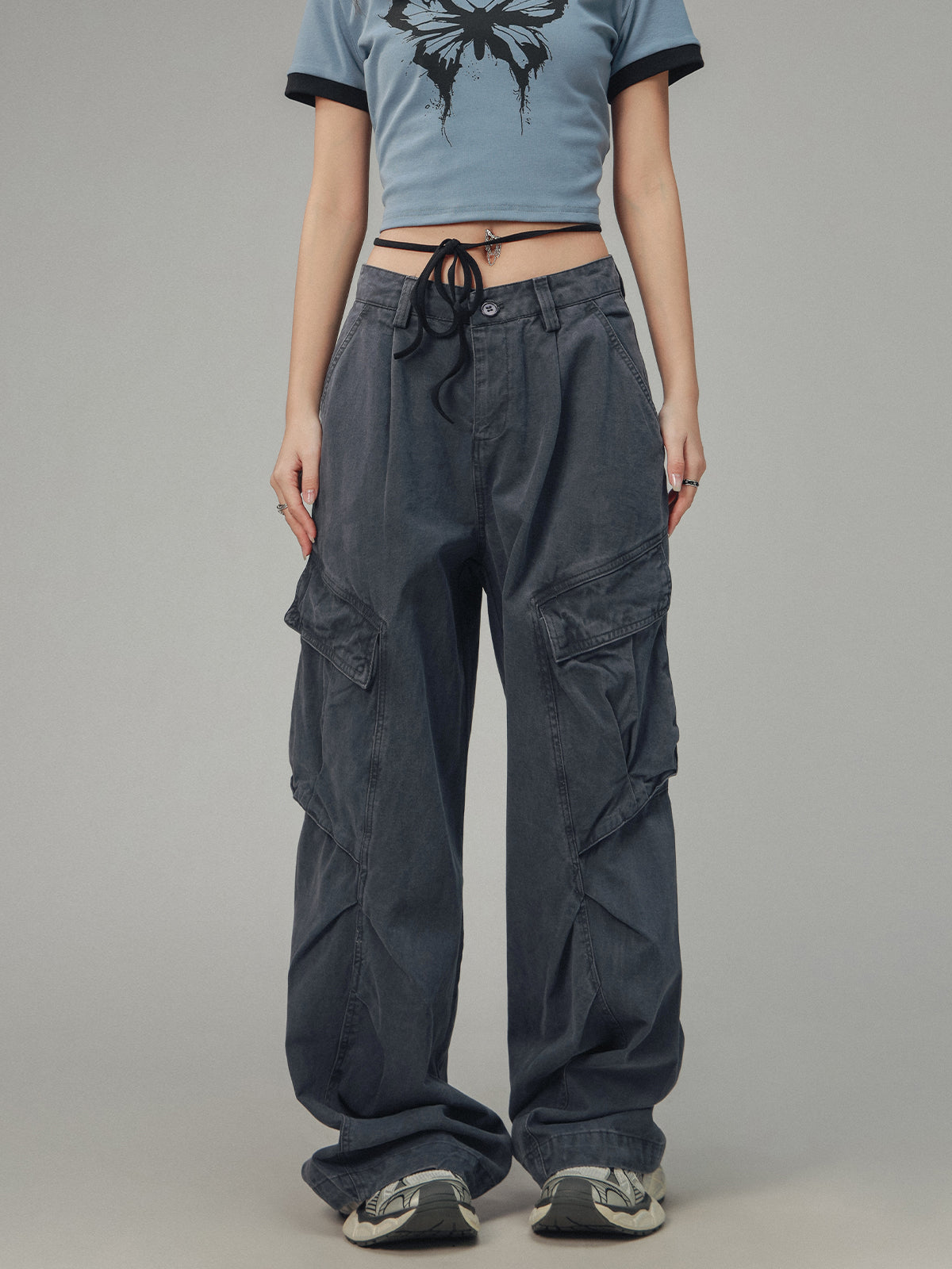 Casual Straight Leg Pocket Cargo Pants