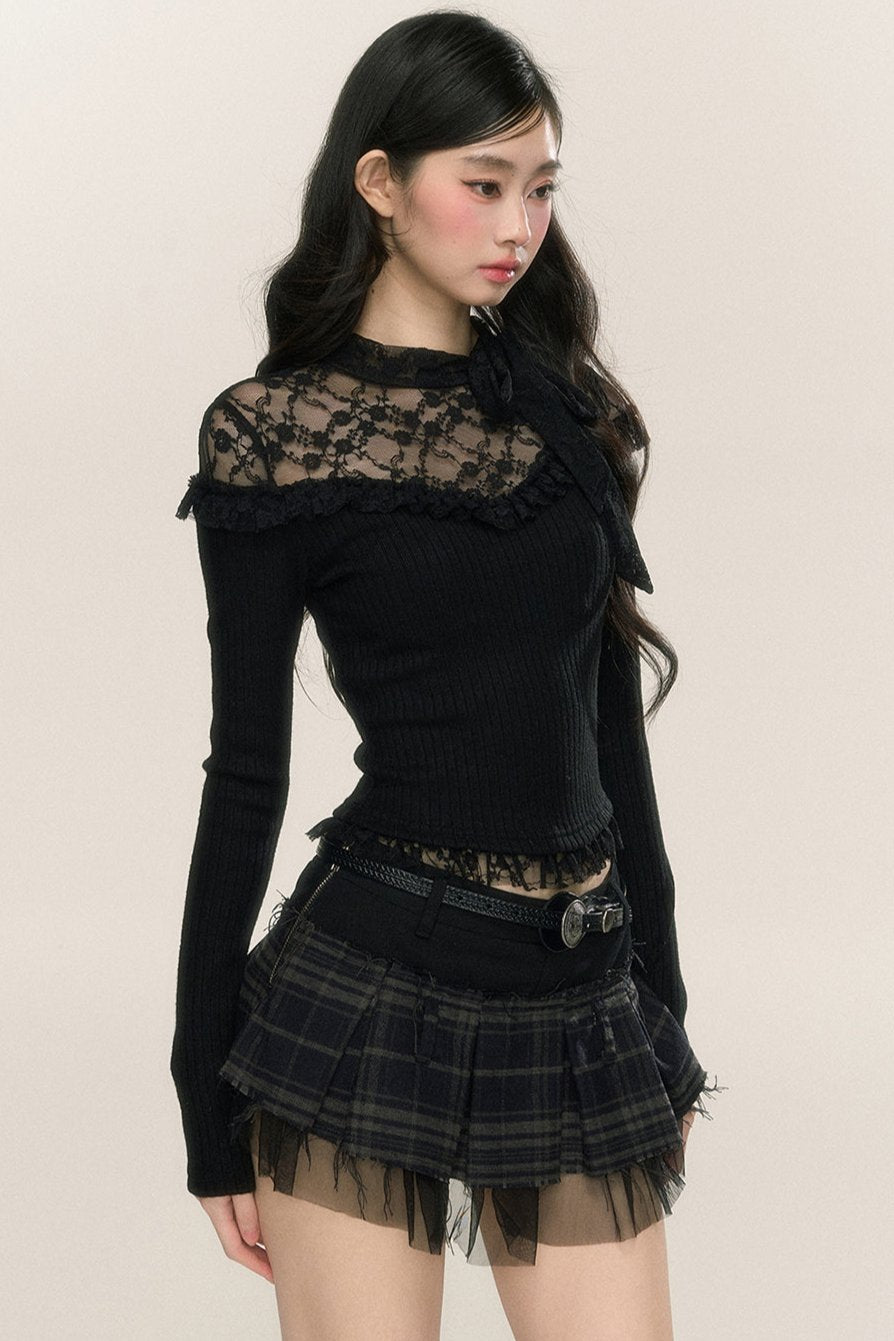 Lace Sniper Long-Sleeve Bottoming T-Shirt