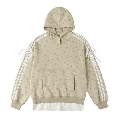 Floral Hooded Sweatshirt Top