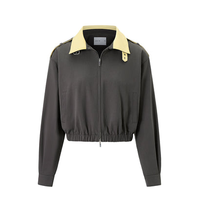 Stand-Up Collar Raglan Zippered Jacket