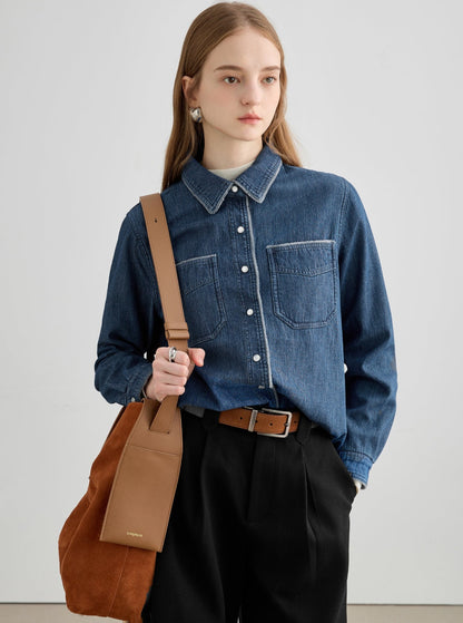 Slim Long Sleeve Denim Top