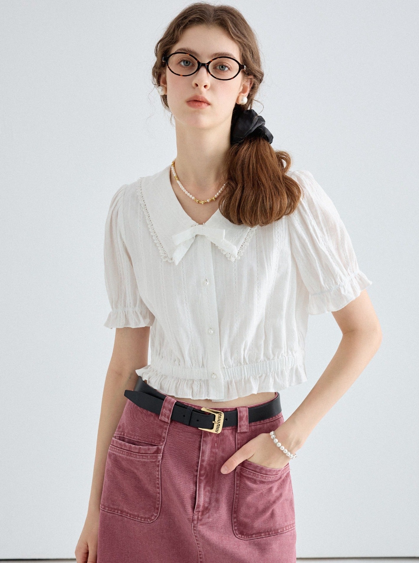 French Lace Collar Top
