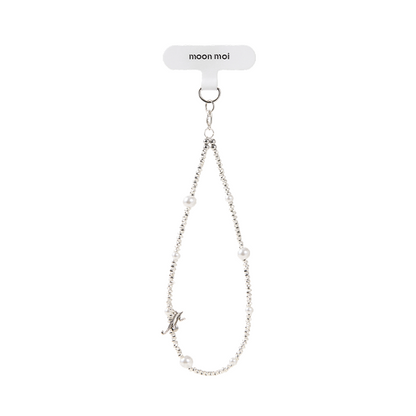 Broken Silver Pearl Phone Chain