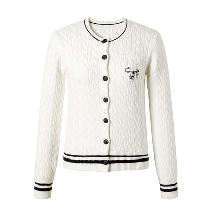 Preppy Slim Cable Knit Jacket
