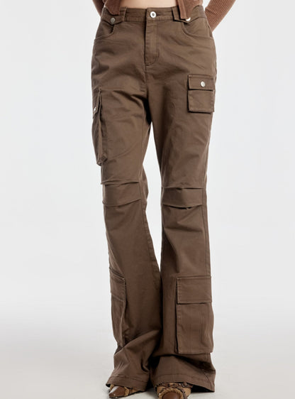 Mid Rise Brown Pleated Pants