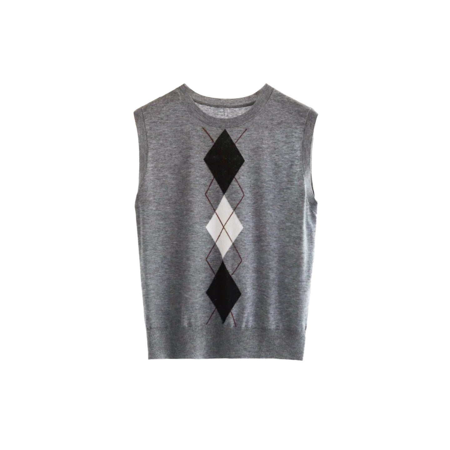 Diamond Checkered Wool Vest