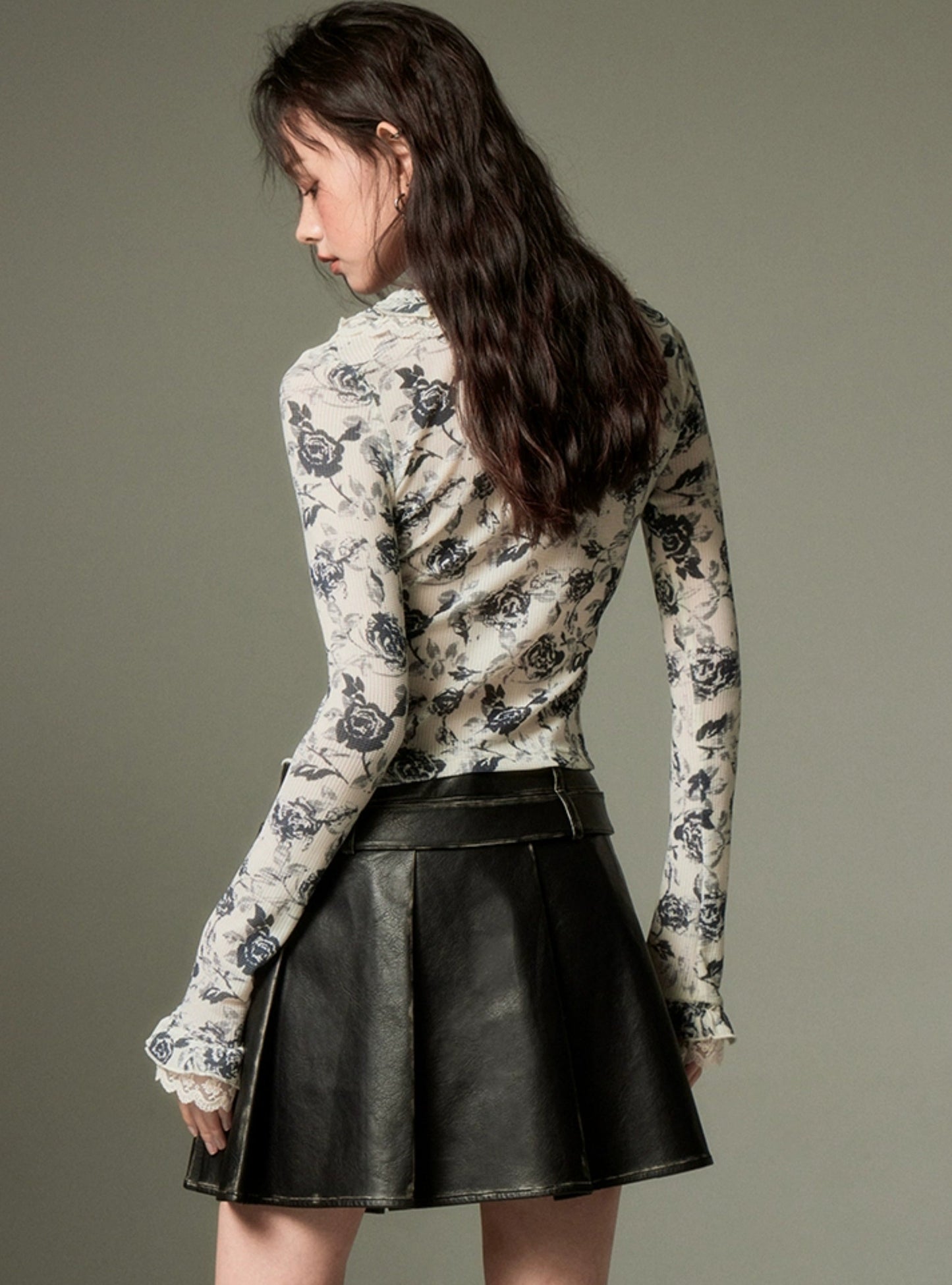 Vintage pleated leather skirt