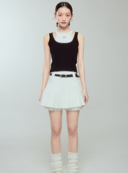 High-waisted lace A-line skirt