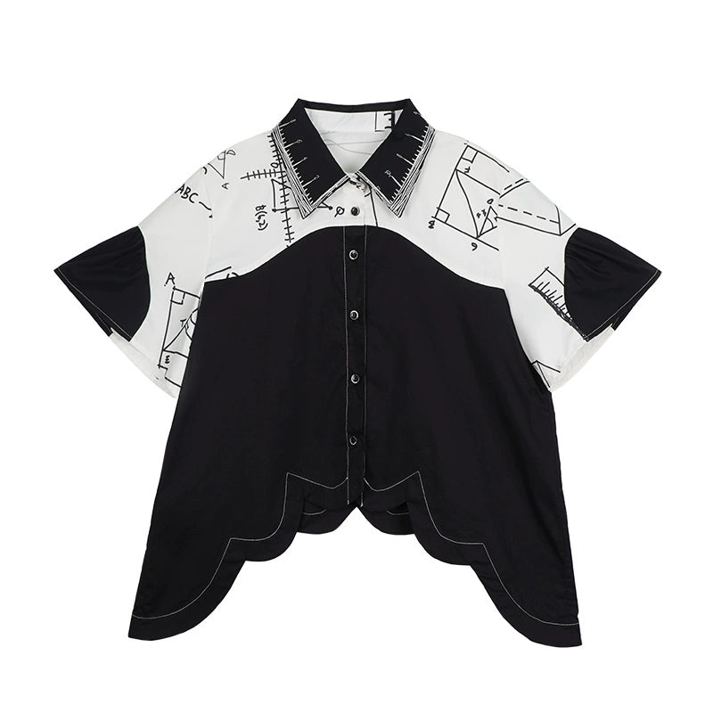 Geometric Illustration Spliced Shirt