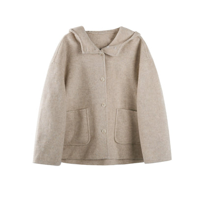 Oxygen Blue Wool Hooded Coat