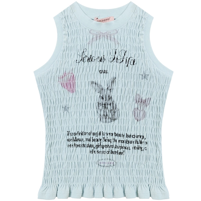 Rabbit Print Wrap Top