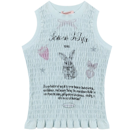 Rabbit Print Wrap Top