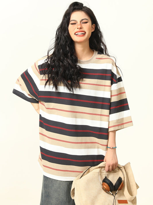 Retro Contrast Striped T-Shirt