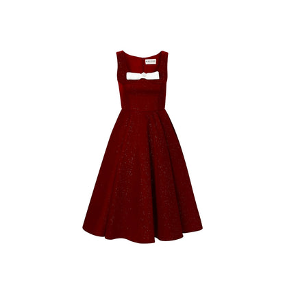 Red Velvet Bow Dress