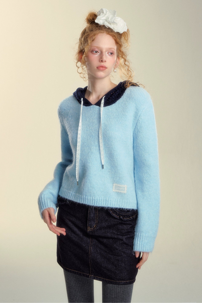 Hooded Cut-Out Sweater Top