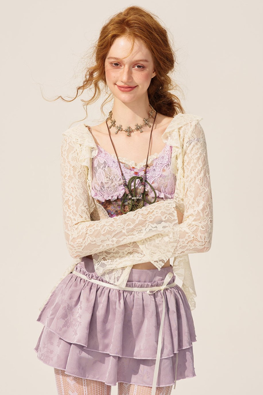 Purple Haze Lace Top And Skirt Set-Up